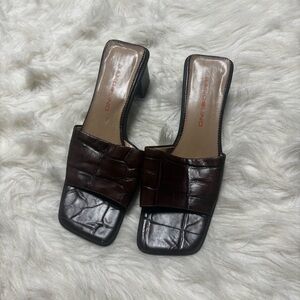 Bandolino Block Heel Square Toe Leather Shoes - size 7.5